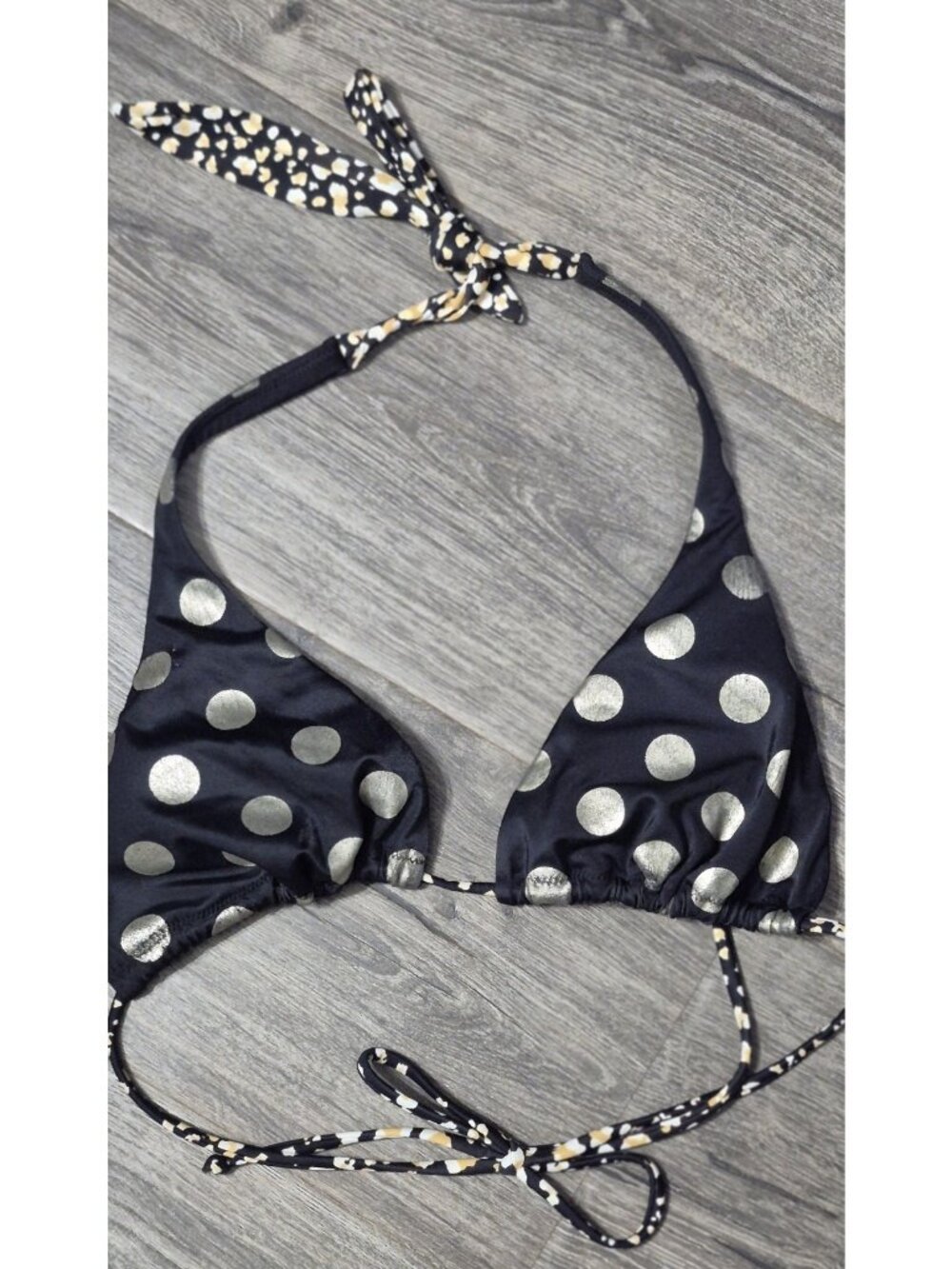 Victoria's Secret Bikini Top Polka Dot Halter Triangle Swimwear Women's Large